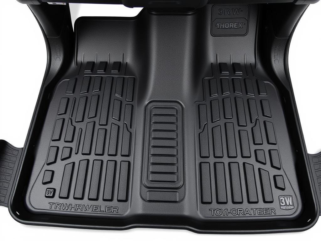 3W Custom all-weather mats for Toyota 4Runner 2024 showing raised edges and channels 3W Custom all-weather mats for Toyota 4Runner 2024 showing raised edges and channels