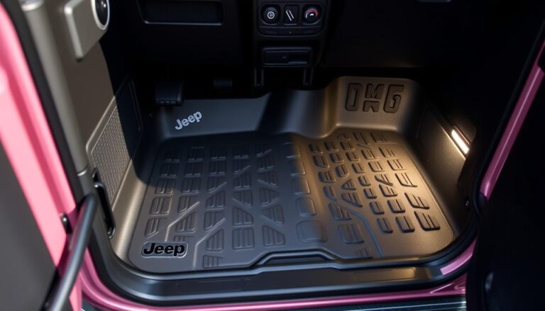 Jeep Wrangler Unlimited 2023 with floor liners installed showing interior protection