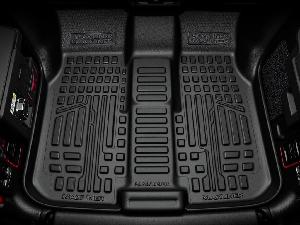 Maxliner SMARTLINER floor mats for Jeep Wrangler Unlimited 2023 showing complete coverage Maxliner SMARTLINER floor mats for Jeep Wrangler Unlimited 2023 showing complete coverage