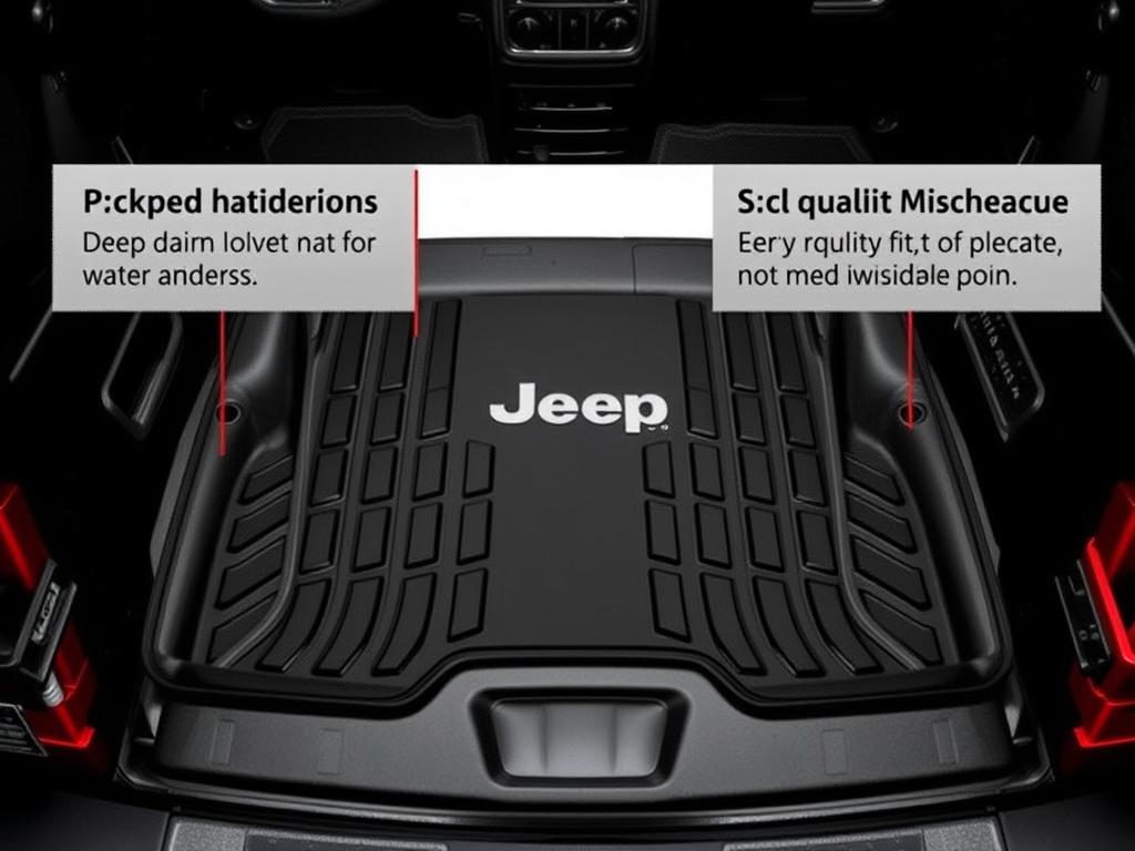 Mopar Slush Mats for Jeep Wrangler Unlimited 2023 showing OEM quality Mopar Slush Mats for Jeep Wrangler Unlimited 2023 showing OEM quality