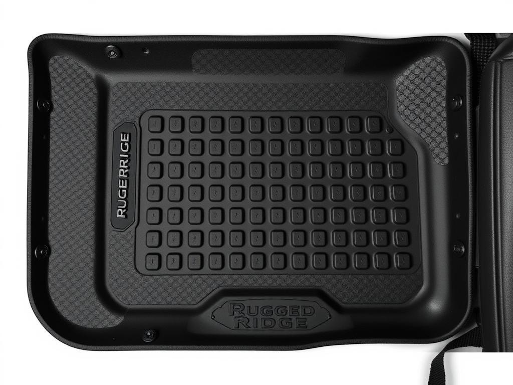 Rugged Ridge All-Terrain floor mats for Jeep Wrangler Unlimited 2023 showing deep treads Rugged Ridge All-Terrain floor mats for Jeep Wrangler Unlimited 2023 showing deep treads