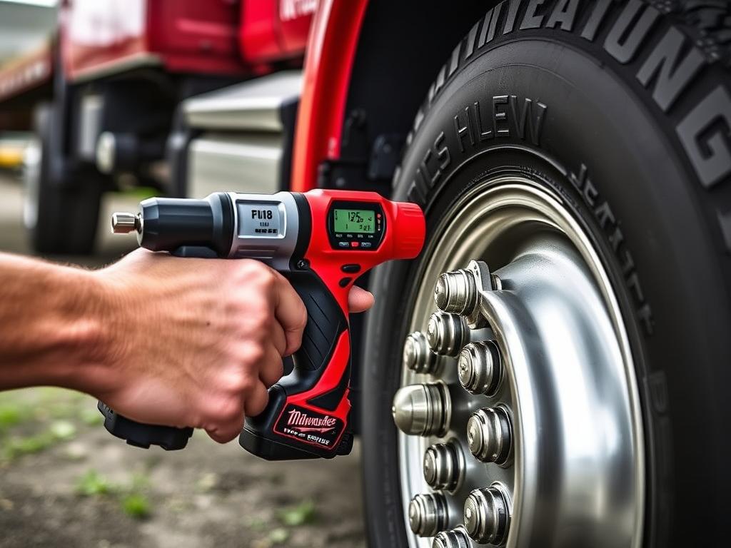 Milwaukee M18 Tire Inflator inflating a truck tire Milwaukee M18 Tire Inflator inflating a truck tire