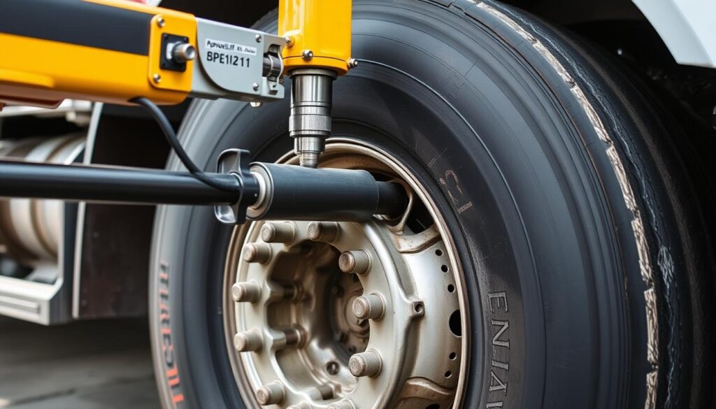 PowerLift Hydraulic Bead Breaker with large truck tire