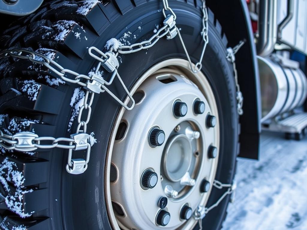 Security Chain Company QG2228CAM Quik Grip Tire Chains on a large truck tire