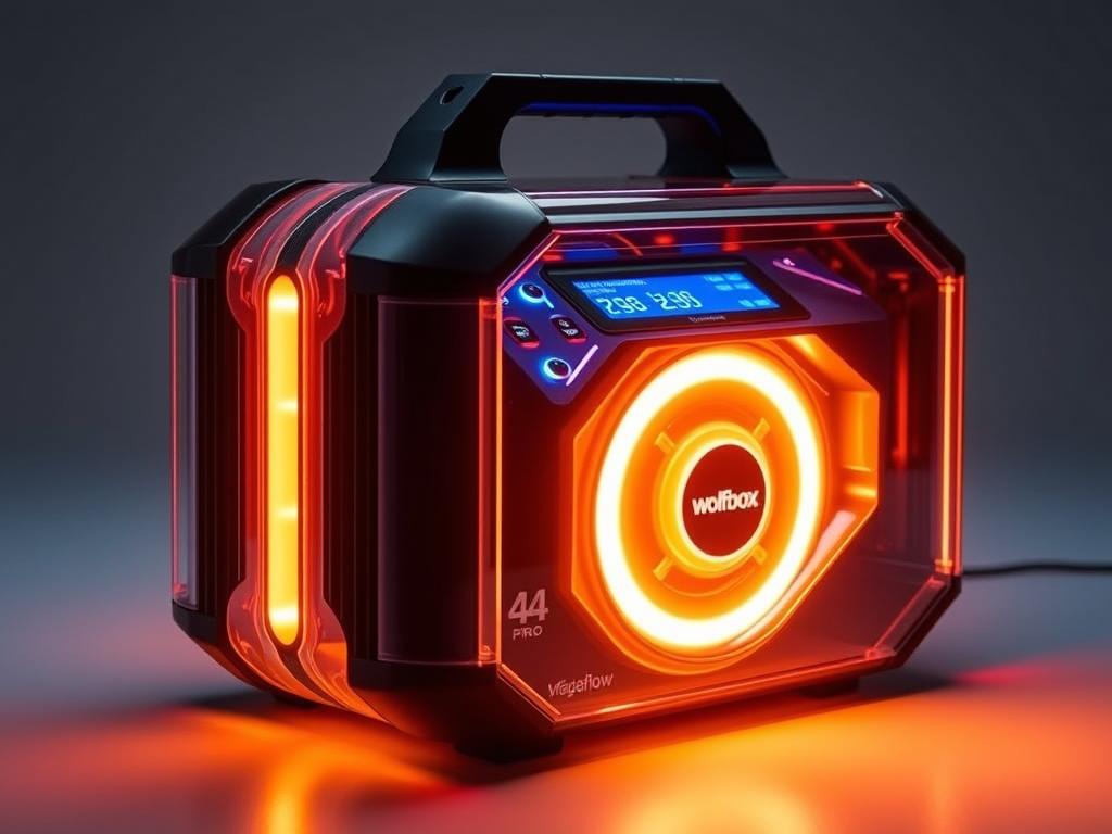 Wolfbox MegaFlow 24 Pro Tire Inflator with futuristic design Wolfbox MegaFlow 24 Pro Tire Inflator with futuristic design